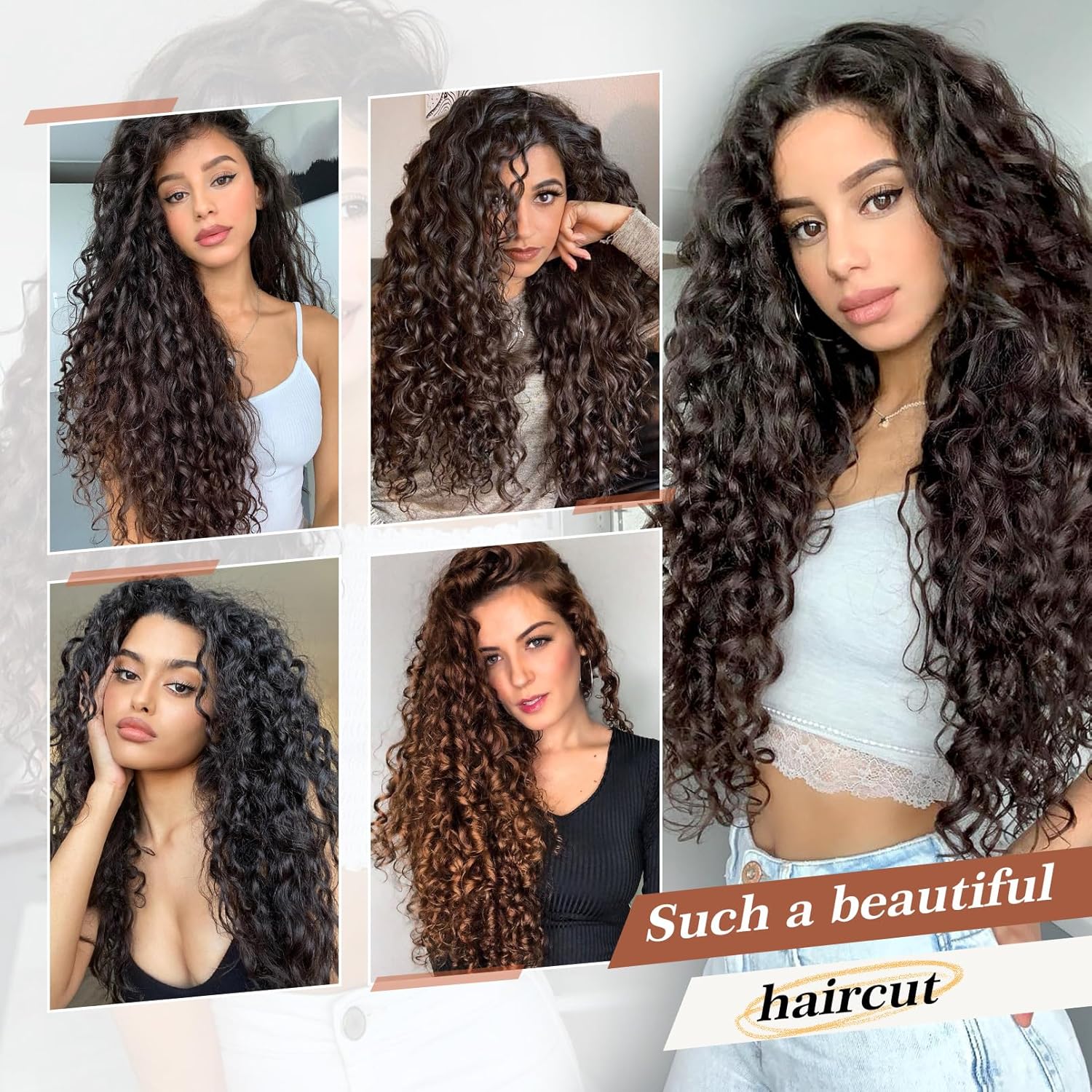 Clip in Hair Extensions, FLUFYMOOZ 4PC 100% Pure Protein Silk Hair Extensions Long Soft Natural Hairpiece 20 Inch Curly Hair Extension for Women (Black)